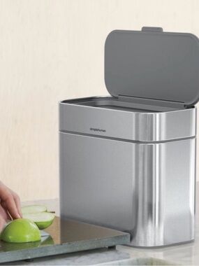 simplehuman Stainless Countertop Compost Can with Lift-Top Lid - Gray & Silver